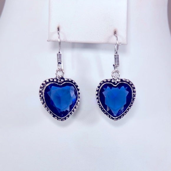 Tanzanite Heart 925 Earrings - Picture 1 of 5